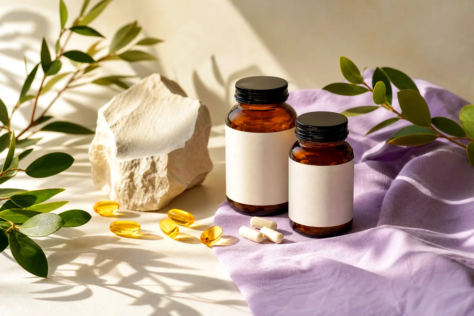 Unbranded vitamin D and vitamin K supplement still life